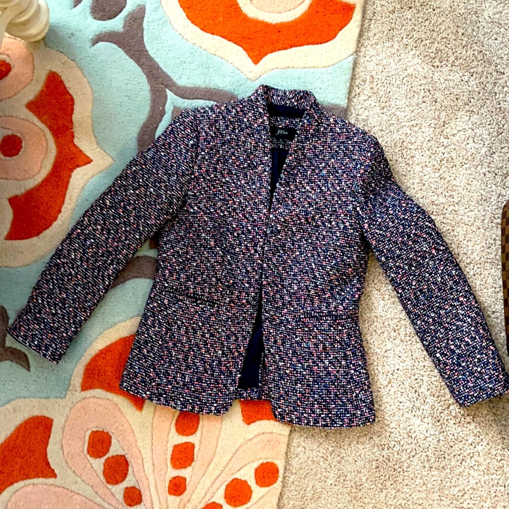 J. Crew Tweed Jacket, Navy & Multicolor